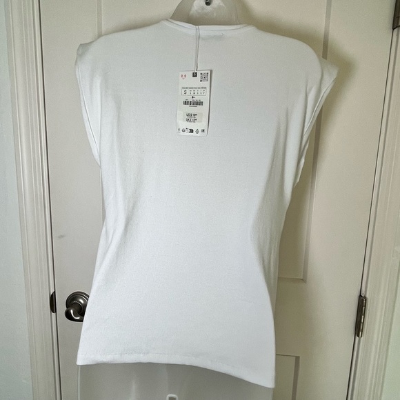 Zara White Ribbed Tank Top Sleeveless Shirt Women’s Size Small S NWT - Picture 2 of 10